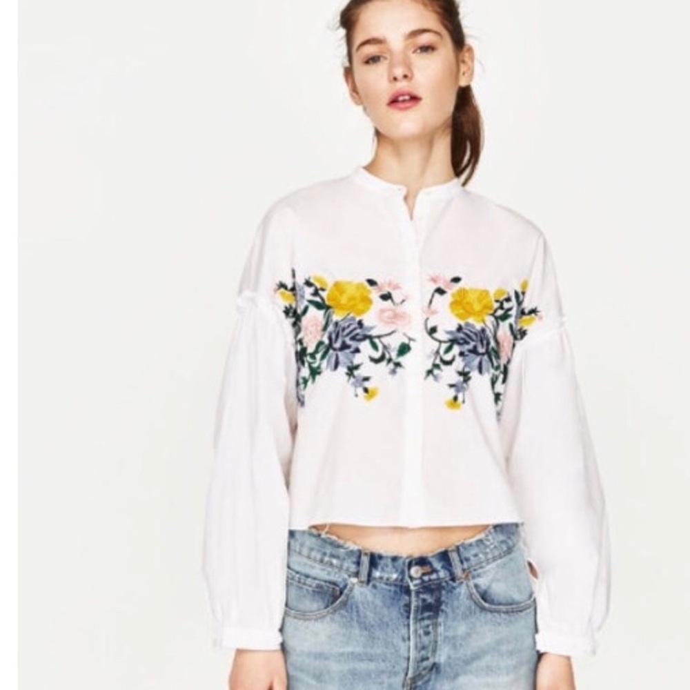 New ZARA white embroidered long sleeve - Picture 3 of 3